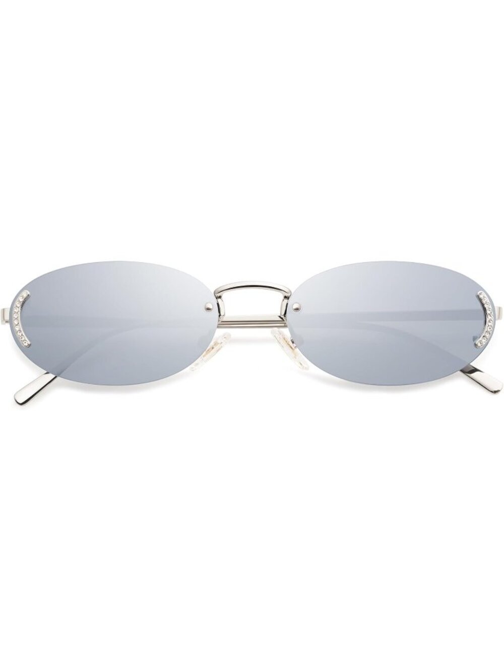 SOJOS Women's Trendy Oval Rimless Sunglasses Retro with Rhinestones Silver